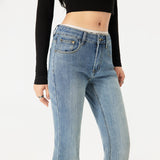 2026 Autumn And Winter New & Heavy Bamboo Section Texture Retro Low-Rise Loose Micro-Tipped Jeans