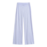 Purely Want Girl V-Shaped Waist-Hanging Feeling Modale Zip Thin Slacks Home Fitness Pants Wide Leg Trousers New