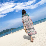 National Wind Print Long Sunscreen Summer Beach Beach Shawl Women Long Loose Chiffon Cardigan