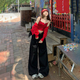 Vintage High-Waisted Loose Broad-Legged Trousers Mowing Folded And Thin Straight Jeans Women's Early Fall 2025