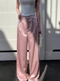 Slide Trousers Imitation Acet Sore Pendant Wide Leg Trousers Straight Lints Trousers