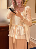 Here Beauty Is The Norm Retro Lace Splicing Tuck Line Square Slings Adjustable