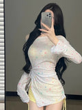 2026 New Split Swimsuit Women's Seaside Vacation Senior Swimsuit Long-Sleeved Hooded Sunscreen Three-Piece Set Sexy Pure