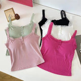 9062# Summer New Cotton Ocean Embroidered Sling Lace Blouse Female Design Sense Niche Lace Vest
