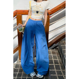 YC& High-Waist Loose Broad Leg Trousers Loose Waist Cutter Spring And Summer Casual Pants Women Summer Thin