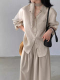 Old Money Style Linen Silk Shirt Women 2026 Spring Leisure Cardigan Temperament Loose Feeling Long-Sleeved Shirt
