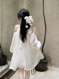 The Side-Scan's Neck Design Has A Unique Dress In Spring 2026 New Loose Fashion Temperament White A-Dress Woman