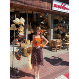 Island Holiday Wind Dopamine Print Knitted Chest Thin Coat Wave Point High Waist Skirt To Take Pictures Of Two Sets