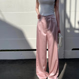 Slide Trousers Imitation Acet Sore Pendant Wide Leg Trousers Straight Lints Trousers