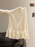 Small Fragrant Lace Splicing Lace Under The Hem To Put On The Women's Winter Apricot Half-High Collar Long Sleeves To Play The Bottom Shirt