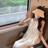 2025 New Sweet Chiffon Neck Dress Fairy Summer Seaside Holiday Dress Temperament High-Level Feeling Shoulders
