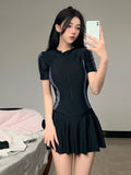 Swimsuit Female High Sense 2025 New Conservative Dress Masked Thin Sports Flat-Angled Hot Spring Swimming Suit