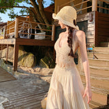 2026 Holiday Wind Beige Cotton Slinging Skirt Suit This Year's Popular Cotton Tampicure Natural Sense Two Sets