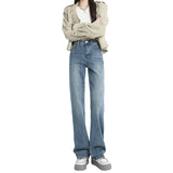 9592 High-Rise Wide-Legged Jeans Women 2025 New Pear-Shaped Body Thinning Narrow Version Of Straight Pants Thin