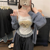 790# Sweet Age-Reduced Sling Vest Autumn And Winter New Plush Puppy Lace Lace Lace On The Bottom Of The Dress