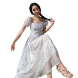 2026 New Summer Tea Break French Chic High-End Feeling Sweet First Love Temperament Fairy Floral Joint Dress Thin