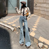 Vintage Hottie Low-Rise Horn Pants Fashion Thin Tug Jeans Women's Trend & Trousers Lengthened
