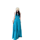 The Same Sexy Wind-Dexing Collared Neck Dress Body Slim Thin Open-Temper Temperament Long Dress