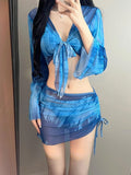 Bikini Four-Piece Bikini Swimsuit Women Split 2026 New Conservative Long-Sleeved Meat Cover Thin Swimsuit Women