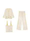 Sweet Dopamine Is A Golden Start! Spring Bright Wool Knitwear Set Yellow Cardigan