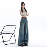 Hairy Broad-Legged Jeans Women's Spring Summer 2025 New High-Rise Loose Light Design Feeling Dredging Trousers