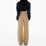 Qaqi Wide-Legged Jeans Women's New Fashion Design In The Fall Of 2025 With A Straight Trouser Trousers Cotton