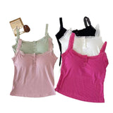 9062# Summer New Cotton Ocean Embroidered Sling Lace Blouse Female Design Sense Niche Lace Vest