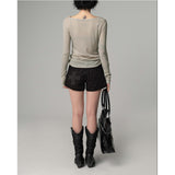 Korean Chic Street Babes Shorts Female Pocket Rivet Design Thin Leisure Shorts 2 Colors