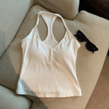 Sweet Babes Hanging Neck-Loose With Chest Cushion Button-Up Sling Vest Female Pure-Want-Style Short-Form Bottoming Top 5 Colors