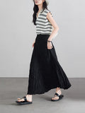 College Windy Wrinkled Big Skirts To The Long Skirts ~ 2025 Spring New Thin 100-Fold A-Word Half-Body Skirt