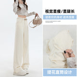Apricot-Colored Narrow-Edscline Straight-Trousers Ultra-Comfortable Trousers And Lengths