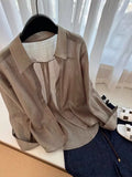 CHAO-Level Recommendation!Old Money Style High-End Tobacco Stinging Shirt Women 2025 Summer Loose Sunscreen Top