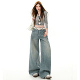 2025 Plus Plus Thick Broad Leg Pants Women's Jeans Vintage Hot Trousers Jeans Women's Long Pants