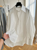 2025 New Station Spring Leg Sleeves Loose Long-Sleeved White Shirt Women Spring And Autumn Design Sense Niche Blouse Tide