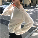 Autumn 2025 New Knitted Milk Fufu Soft TÀÁ-Up Top High-End Temperament Gentle White Sweater