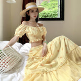 Summer Dopamine Seaside Holiday Wind Small Daisiness Daisiness Flowers Sexy Thumbs Top Women Embroidery Skirt Suit
