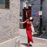 Small Flying Sleeves With Red Wave Dot Dress Women's Summer French Gentle Lotus Leaves Side To Collect Thin A Word Dress
