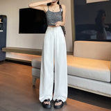 100% Lyselle Ice Silk YKK Jeans Women Pure White Cool Sense Of Permeability Light Skiny White Broad Legs Thin