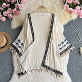 Small-Tropolitic Heavy-Brevel Embroidered Cumcoats Women's Summer Bohemian Holiday Style Loose Outside The Shirt Shawl