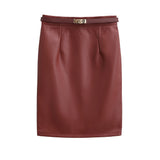 Sexy Secretary Royal Sister Wind High-Waisted Ass Leather Skirt Sexy Winter Thicker High Thin A Word Mid-Long Skirt