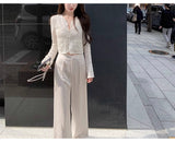 Slide Trousers Imitation Acet Sore Pendant Wide Leg Trousers Straight Lints Trousers