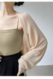 French Small Shoulder Ice Silk Knitted Sun-Wearing Women Thin Shawl Sweater With Sling Skirt Outer Hoodie Top