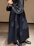 Black Sky Silk Ice Silk Linen Broad Leg Skirt Women's Summer Thin High-Waist Loose Apparent Thin Lazy Cotton Tanscreen Trousers