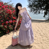 2026 Summer Fairy Holiday Dress Digging Big Dress With Flame French Suspension