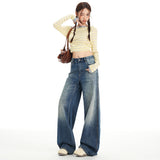 Vintage High-Rise Jeans Wide-Legged Woman's New Thin Loose Babes Straight Trousers Trousers & Long Pattern