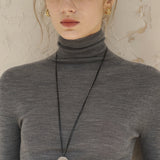 Full Wool Yarn Seamless One High-Collar Slimming Knitted Shirt Woman