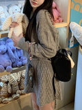 Girls Old Money Blossom Collection Loose Sweater Coat / Knitted Sweater Short Dress Set