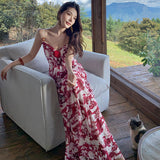 2025 Three-Dimensional Rose Design Dress Women's Broken Flower Tie Slings Thin Temperament Waist Skirt