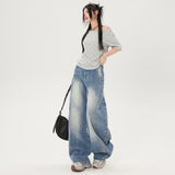 Vintage Sickle Jeans Spring 2025 New High-Waisted Loose Banana Trousers Design Tug Wide Leg Trousers