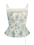 Blue éºéº/Antique White ˜ðÍñfale Lei Small Sling White Linen Sweet Vest Body